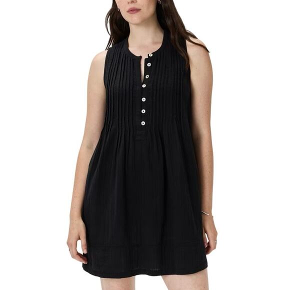 New Quince Women’s Organic Cotton Gauze Sleeveless Swing Dress Black Small 3910M - Picture 1 of 9